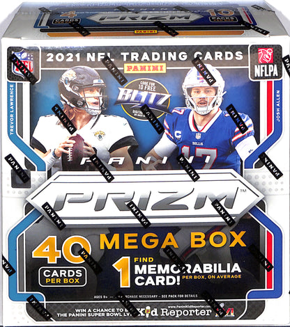 2021 Panini Prizm NFL Mega Box - 1 Memorabilia Card Per Box - Neon Green Pulsar - Sealed Wax