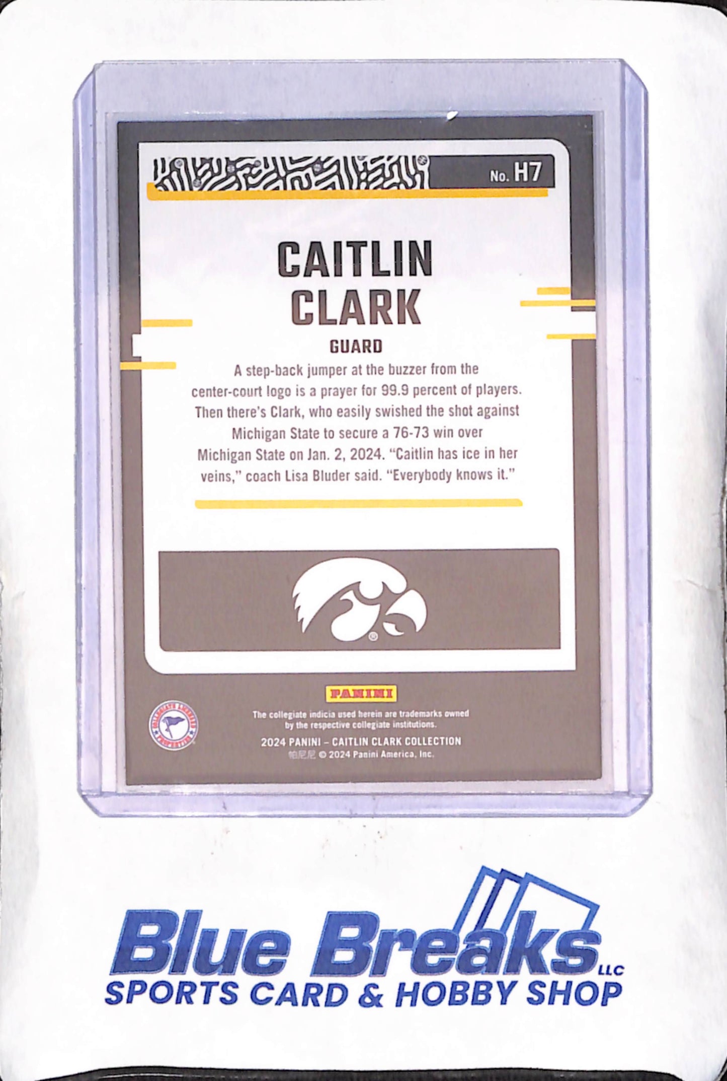 2024 Panini The Caitlin Clark Collection - Caitlin Clark - Panini Black Foil Border - Iowa Hawkeyes - Basketball - #H7