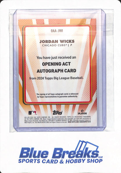2024 Topps Big League - Jordan Wicks - Chicago Cubs - Baseball - #0AA-JWI - Opening Act Autograph