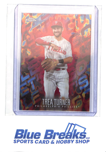 2024 Topps Chrome Trea Turner Let's Go 4/5 - Philadelphia Phillies - Baseball - LGC-34, SSP, Case Hit!