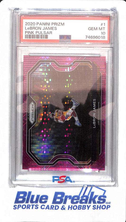 2020 Panini Prizm - LeBron James - Los Angeles Lakers - Basketball - #1 - Pink Pulsar - Kobe Dunk Tribute - 21/42 - PSA 10