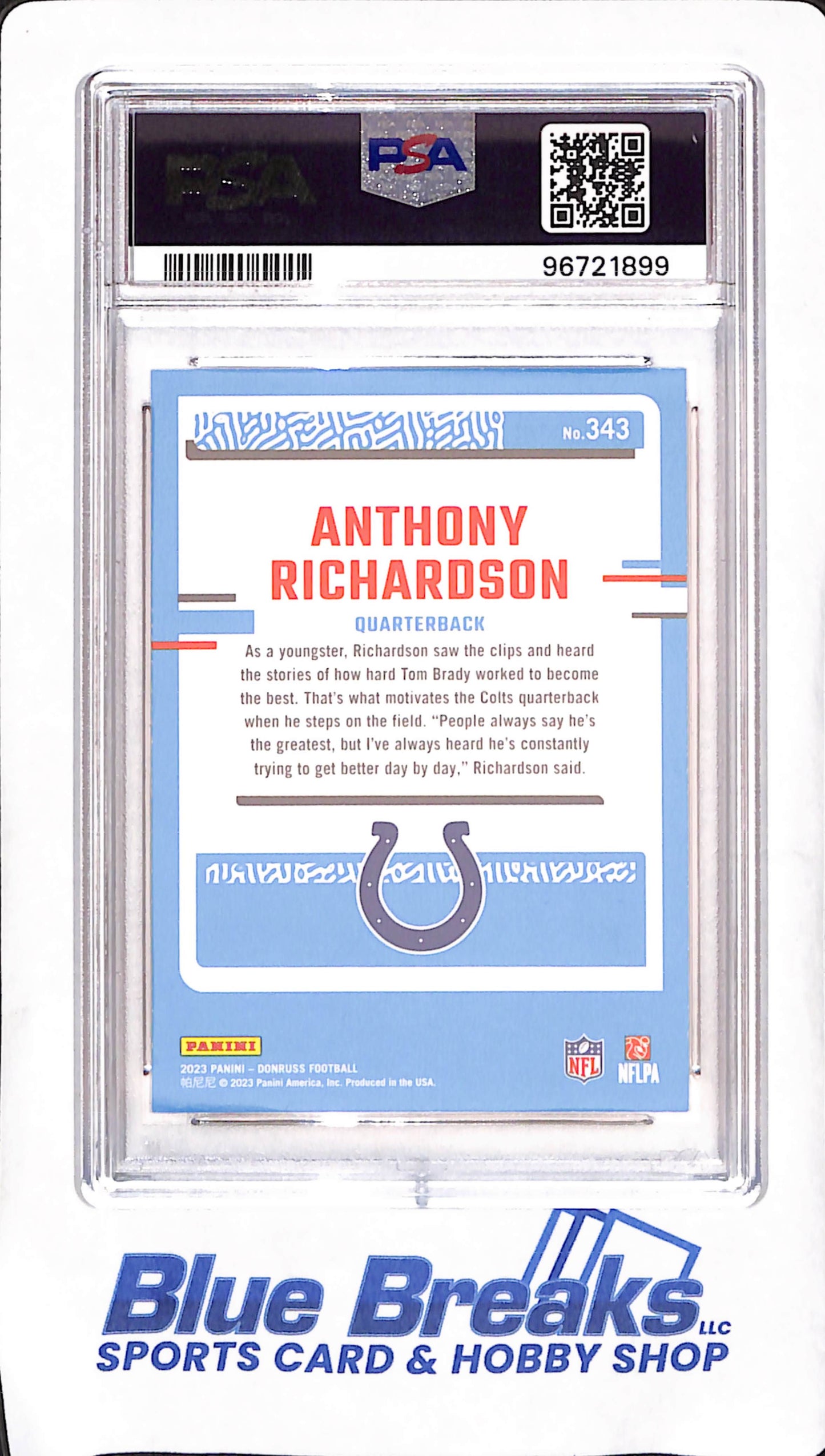 2023 Panini Donruss - Anthony Richardson - Rated Rookie - PSA 9 - Indianapolis Colts - Football - #343