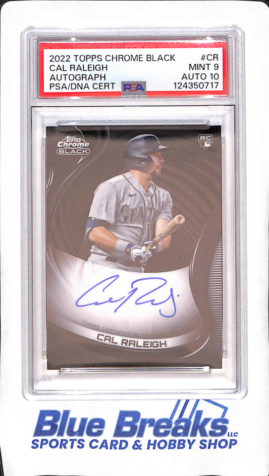 2022 Topps Chrome Black - Cal Raleigh - Autograph - RC - PSA 9/Auto 10 - Seattle Mariners - Baseball - #CBA-CR