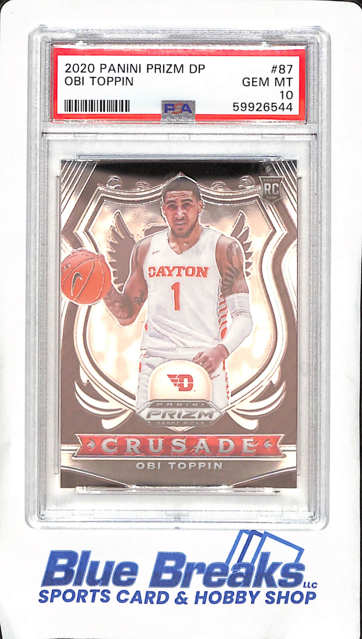 2020 Panini Prim Draft Picks - Obi Toppin - RC - PSA Gem Mint 10 = University of Dayton - Basketball - #87