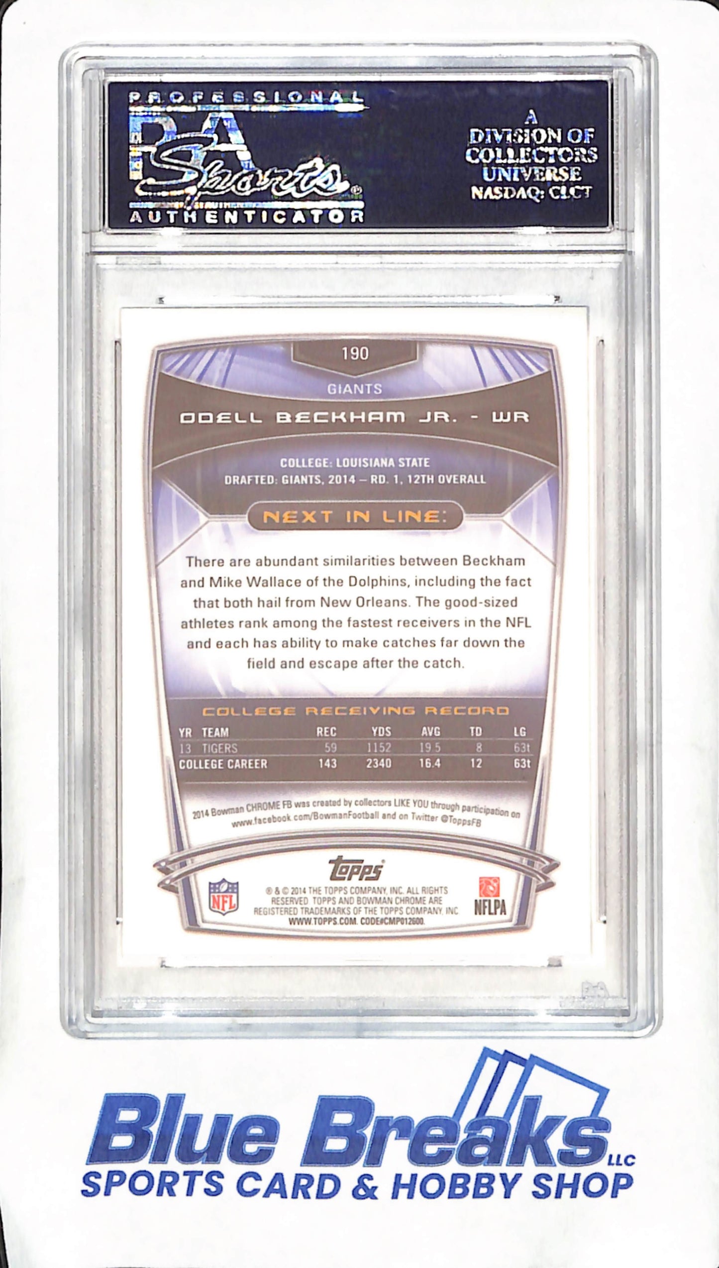 2014 Bowman Chrome - Odell Beckham Jr - Facing Side - RC - PSA Gem Mint 10 - New York Giants - Football - #190