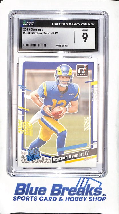 2023 Panini Donruss - Stetson Bennett IV - Rated Rookie - CGC Mint 9 - Los Angeles Rams - Football - #358