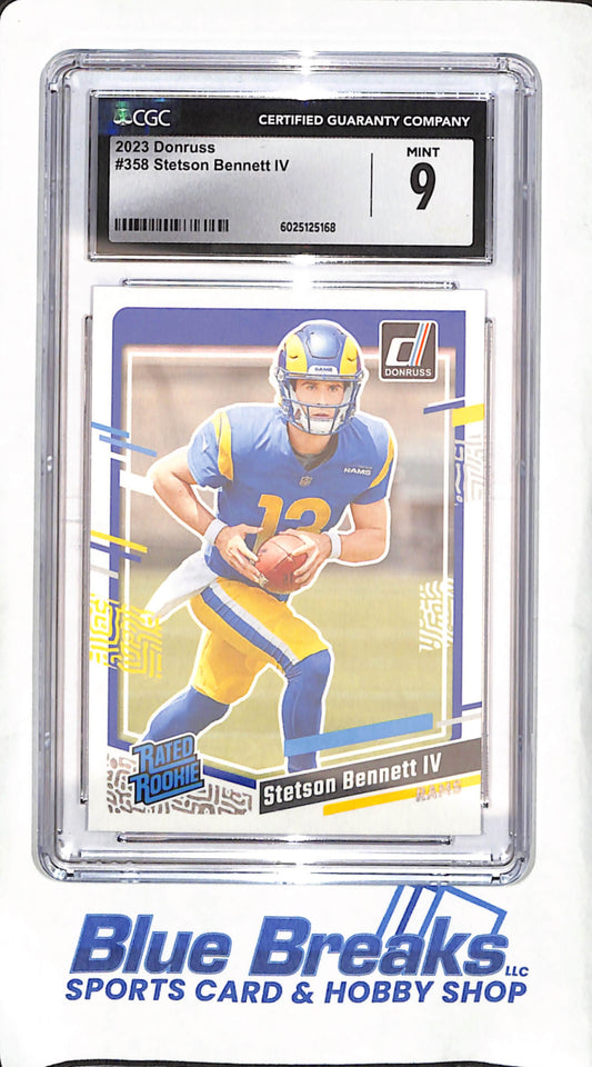 2023 Panini Donruss - Stetson Bennett IV - Rated Rookie - CGC Mint 9 - Los Angeles Rams - Football - #358