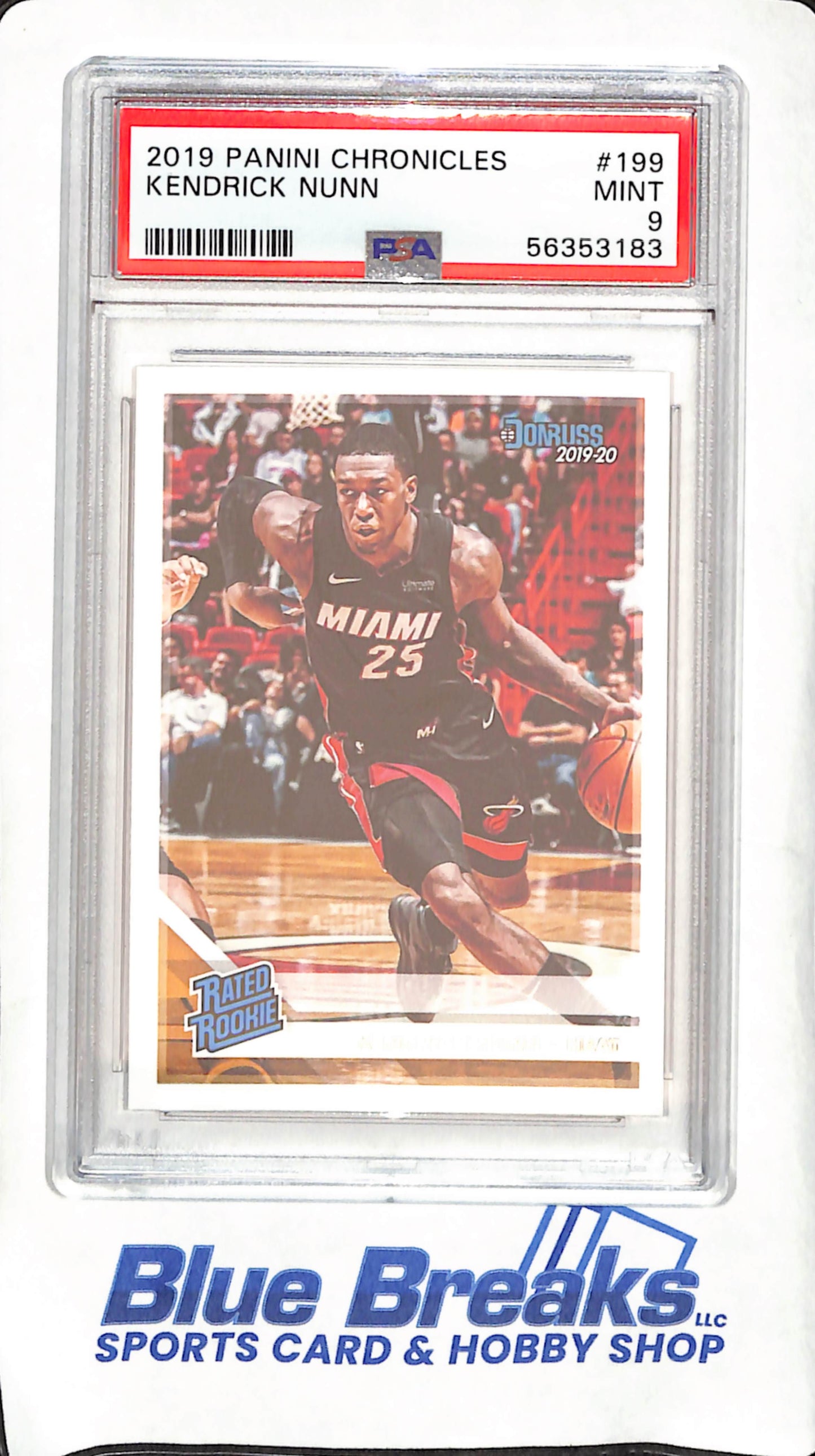 2019/20 Panini Chronicles - Kendrick Nunn - Rated Rookie - PSA Mint 9 - Miami Heat - Basketball - #199