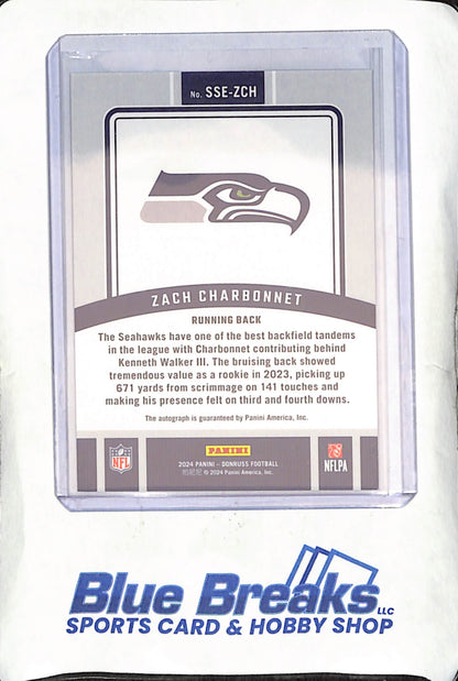 2024 Panini Donruss Signature Series - Zach Charbonnet - Autograph - Seattle Seahawks - Football - #SSE-ZCH