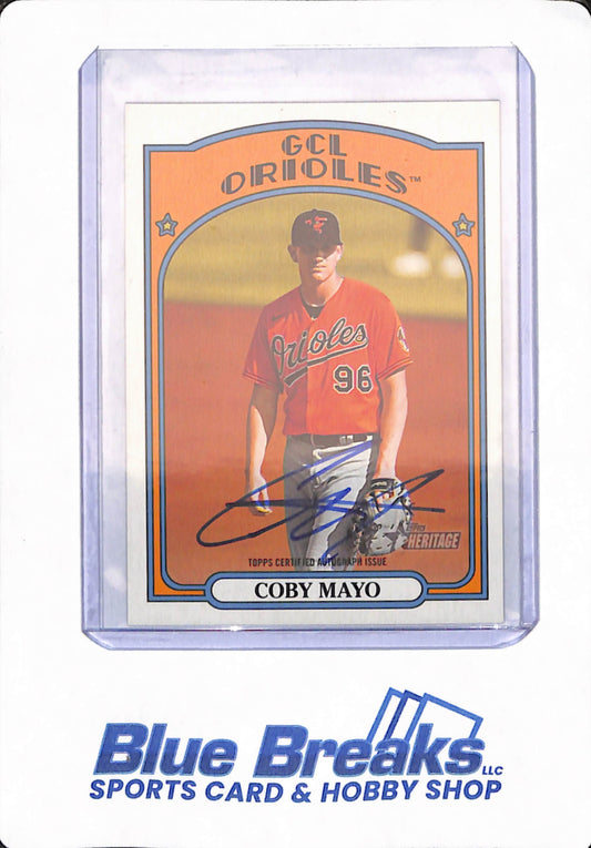2021 Topps Heritage - Minor League - Coby Mayo - GCL Baltimore Orioles - Autographed