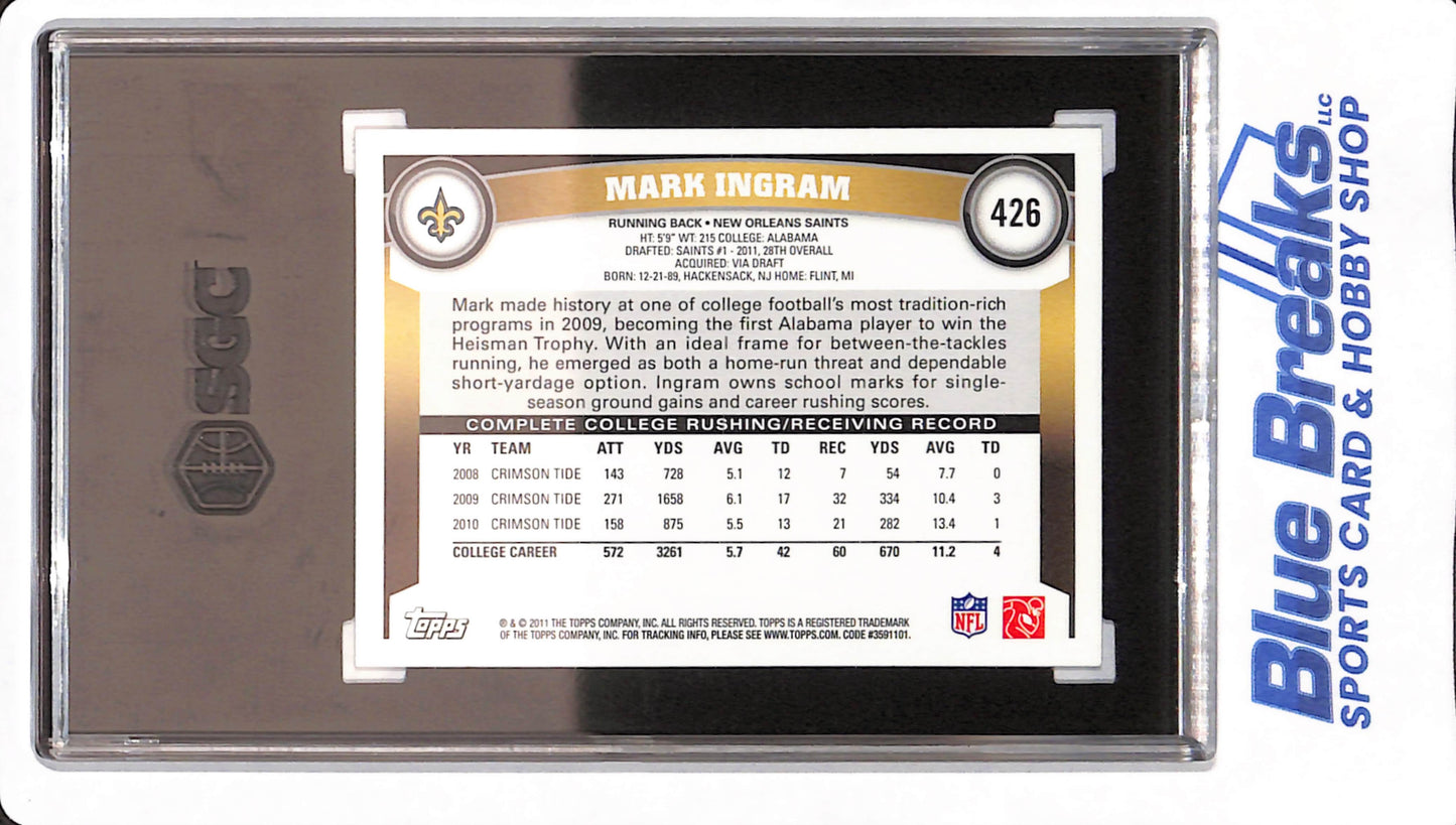 2011 Topps - Mark Ingram - Football - New Orleans Saints - Rookie - #426 - SGC 9.5