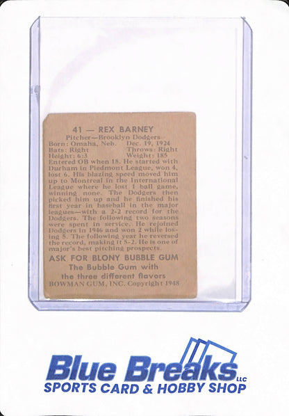 1948 Leaf - Rex Barney - # 41 - Baseball - Brooklyn Dodgers