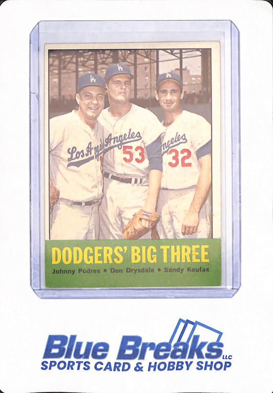 1957 Topps - Brooklyn Dodger's Big Three - Johnny Padres - Don Drysdale - Sandy Koufax - Baseball - # 412