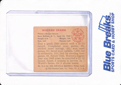 1950 Bowman - Warren Spahn - Baseball - Boston Braves