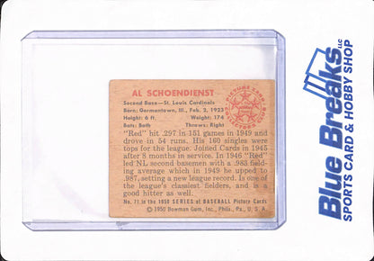 1950 Bowman - Al Schoendienst - Bowman - St Louis Cardinals