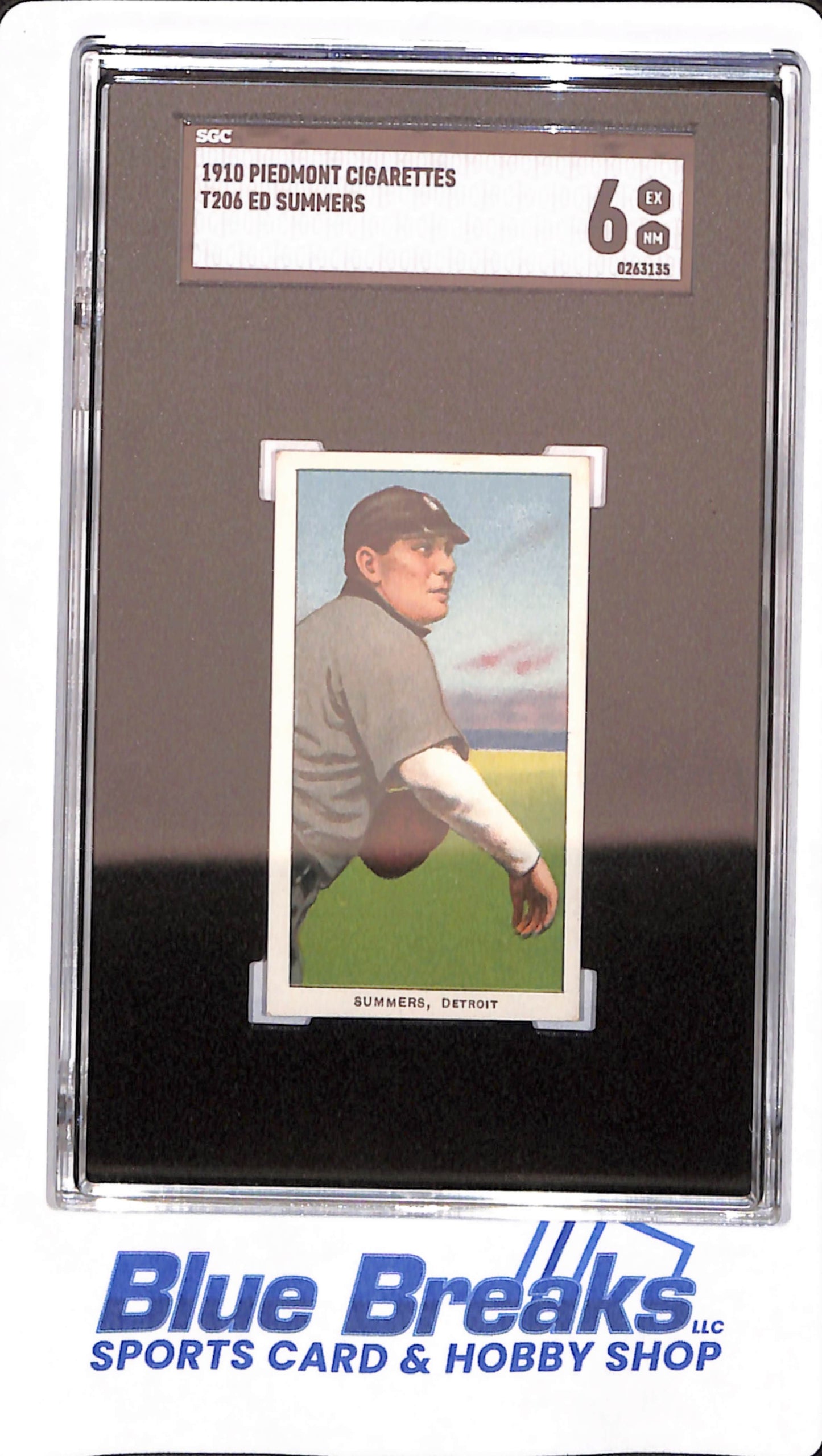 1910 Piedmont 350 - T206 - Ed Summers - Baseball - Detroit Tigers - SGC 6