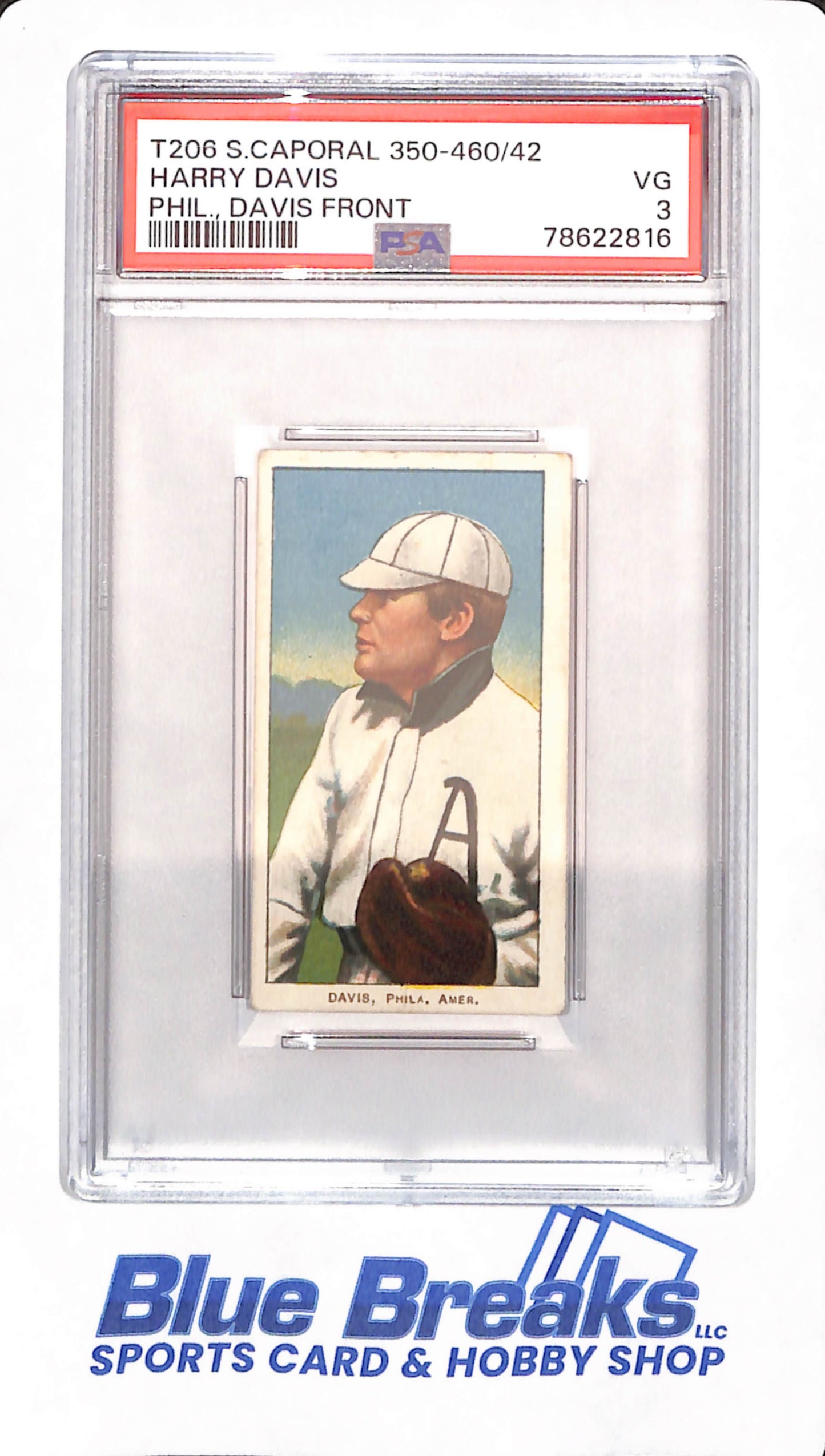 T206 - Sweet Caporal 350-460 / 42 - Harry Davis - Philadelphia Phillies - Baseball - PSA 3 - Davis Front