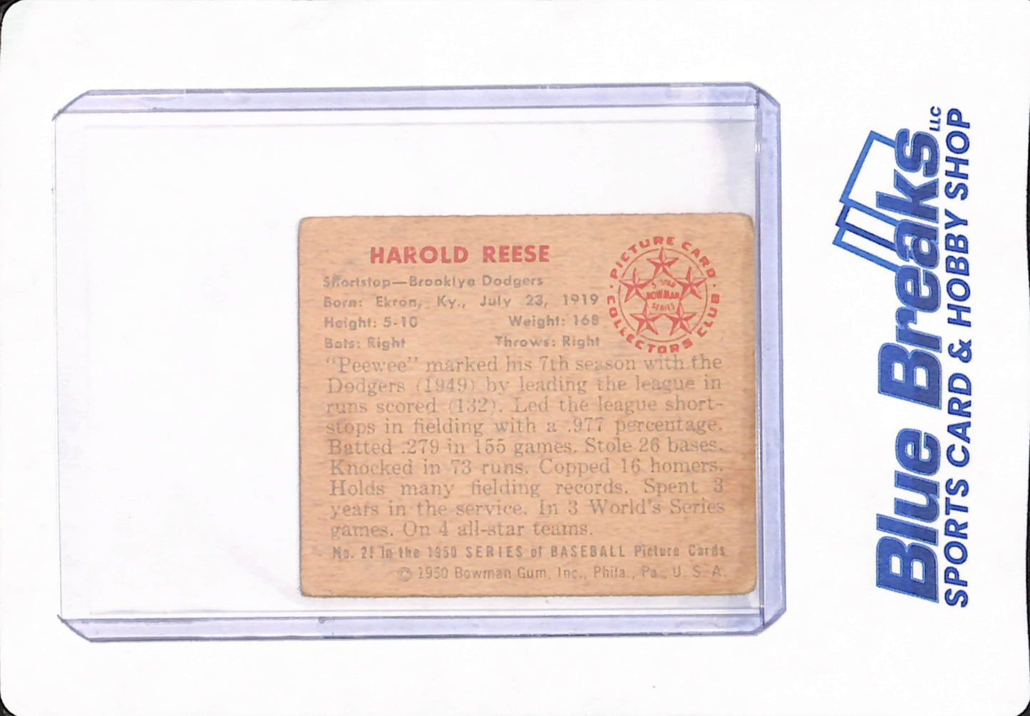 1950 Bowman - Harold Reese - Baseball - Brooklyn Dodgers