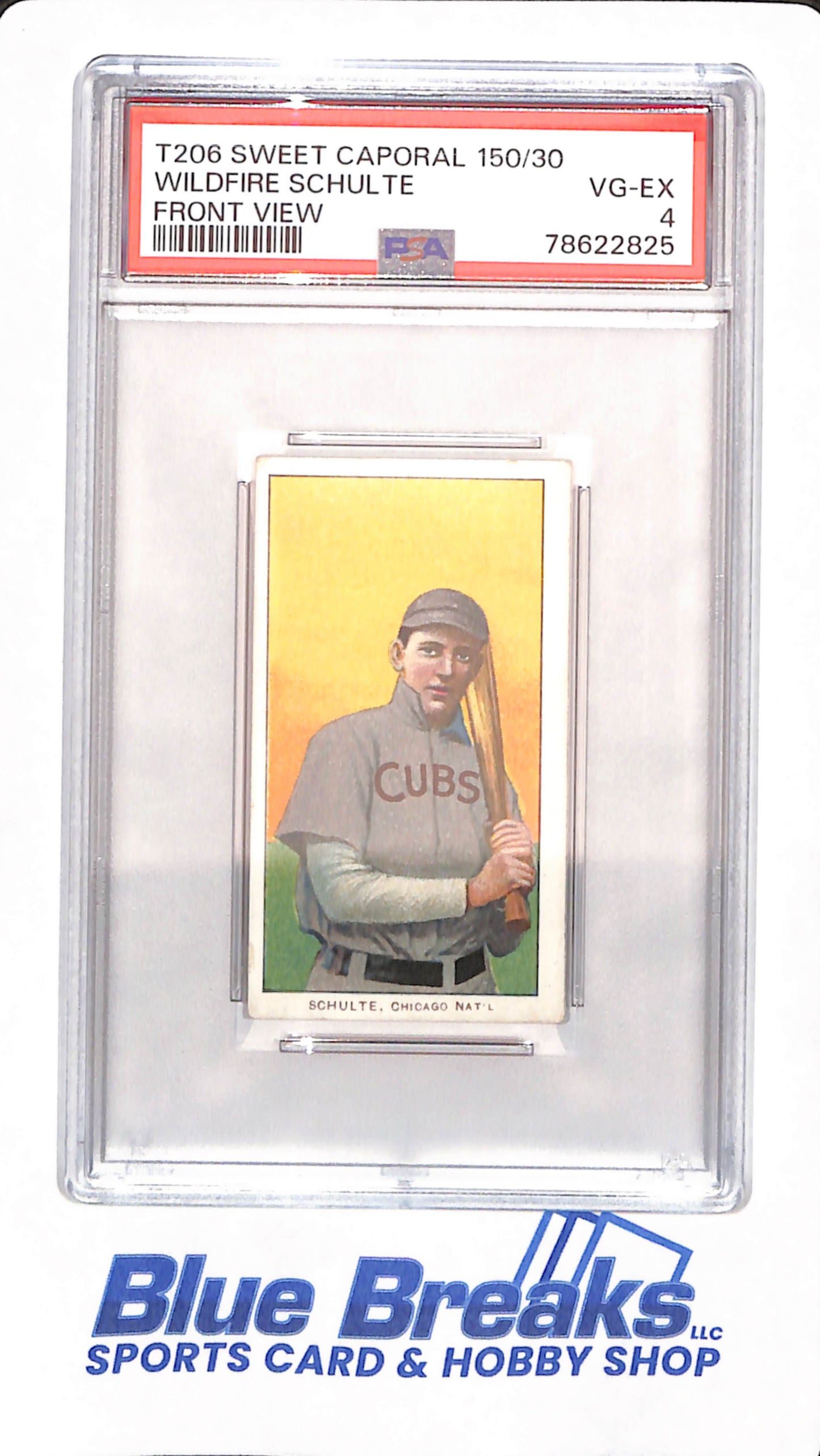 T206 - Sweet Caporal 150/30 - Wildfire Schultz - Chicago Cubs - PSA 4 - Front View