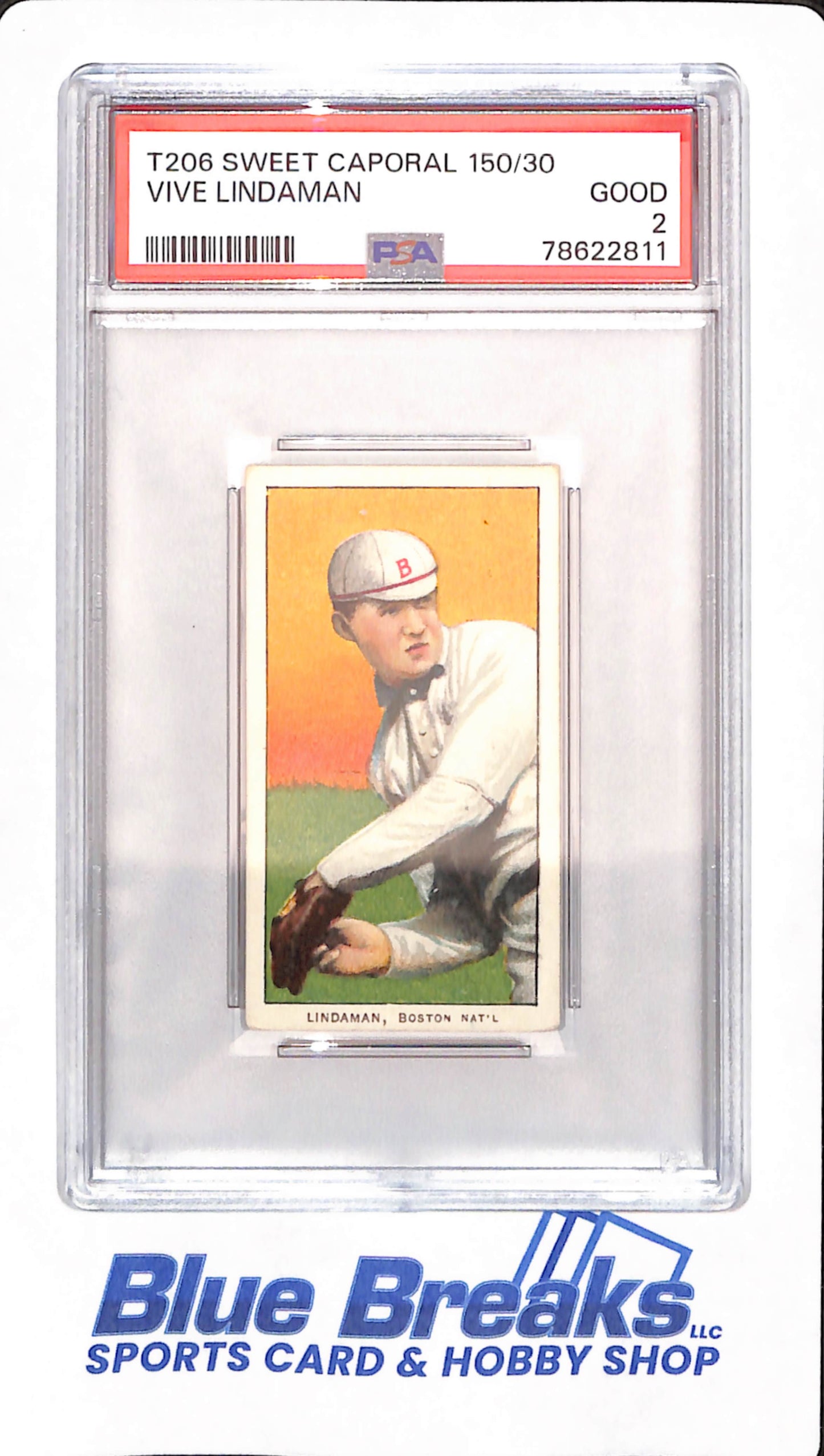 T206 - Sweet Caporal 150/30 - Vive Lindaman - Boston Red Sox - PSA 2 - Baseball