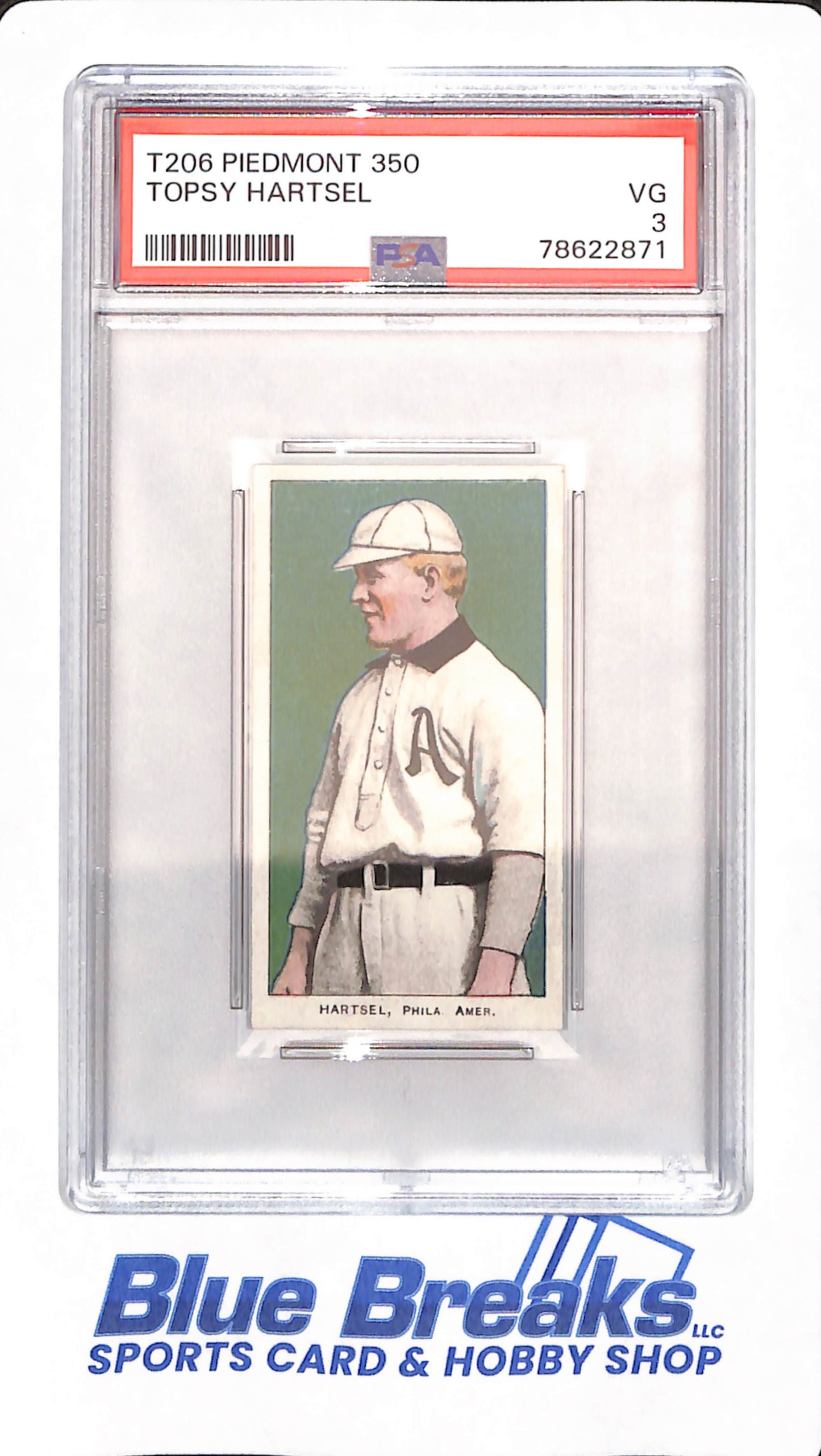 T206 - Piedmont 350 - Topsy Hartsel - Baseball - PSA 3 - Philadelphia Athletics