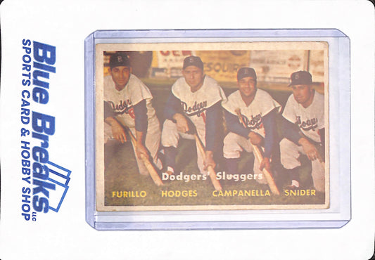 1957 Topps - Brooklyn Dodgers Sluggers - Furillo - Hodges - Campanella - Snider - Baseball - # 400