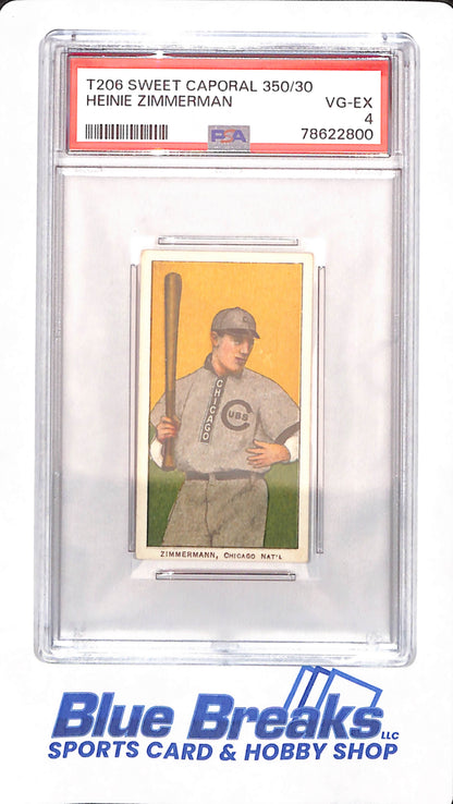 T206 - Sweet Caporal 350/30 - Heinie Zimmerman - Baseball - Chicago Cubs - PSA 4