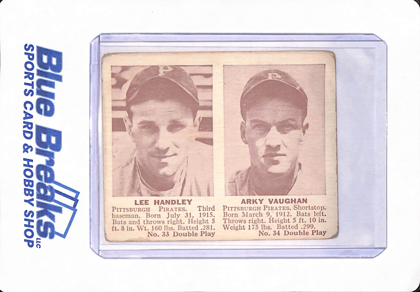 1941 - Lee Handley - Arky Vaughan - Double Play - Baseball - Pittsburgh Pirates