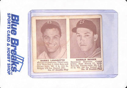 1941- Harry Lavagetto - Harold Reiser - Double Play - Baseball - Brooklyn Dodgers