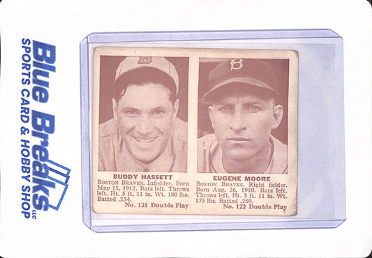 1941 - Buddy Hassett - Eugene Moore - Double Play - Baseball - Boston Braves