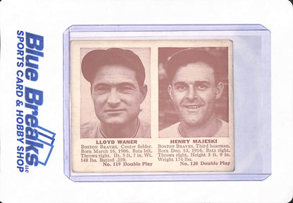 1941 - Lloyd Waner - Henry Majeski - Double Play - Baseball - Boston Braves