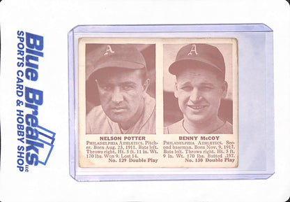 1941 - Nelson Potter - Benny McCoy - Double Play - Baseball - Philadelphia Athletics