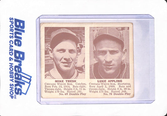 1941 Mike Tresh - Luke Appling - Double Play - Baseball - Chicago White Sox