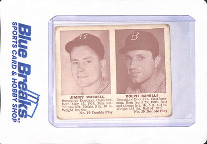 1941 Jimmy Wasdell - Dolph Camilli - Double Play - Baseball - Brooklyn Dodgers