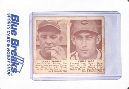 1941 Larry French - Vance Page - Double Play - Baseball - Chicago Cubs