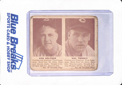 1941 Ken Keltner - Hal Trosky - Double Play - Baseball - Cleveland Indians / Guardians