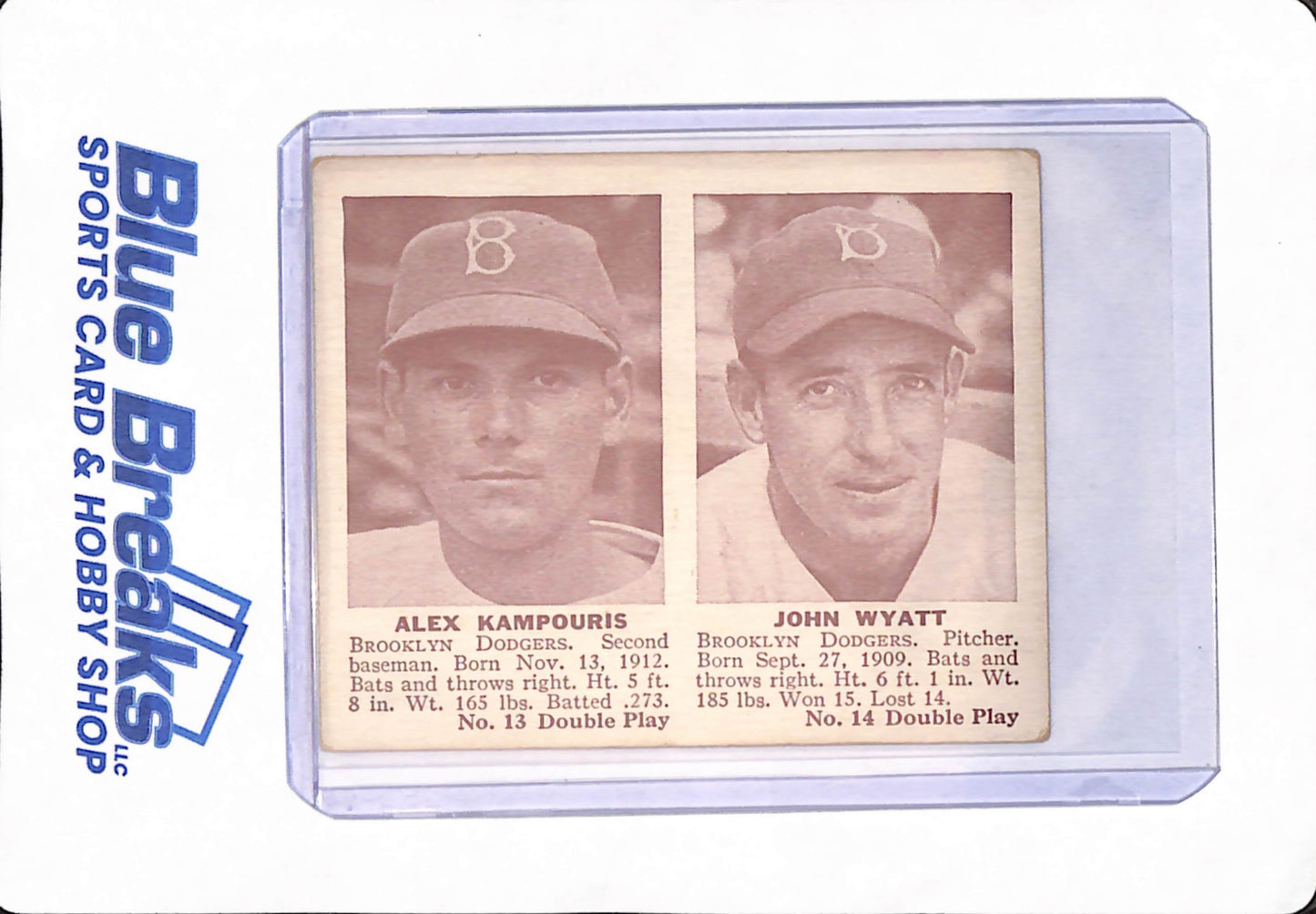 1941 Alex Kampouris - John Wyatt - Double Play - Baseball - Brooklyn Dodgers