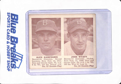 1941 Alex Kampouris - John Wyatt - Double Play - Baseball - Brooklyn Dodgers