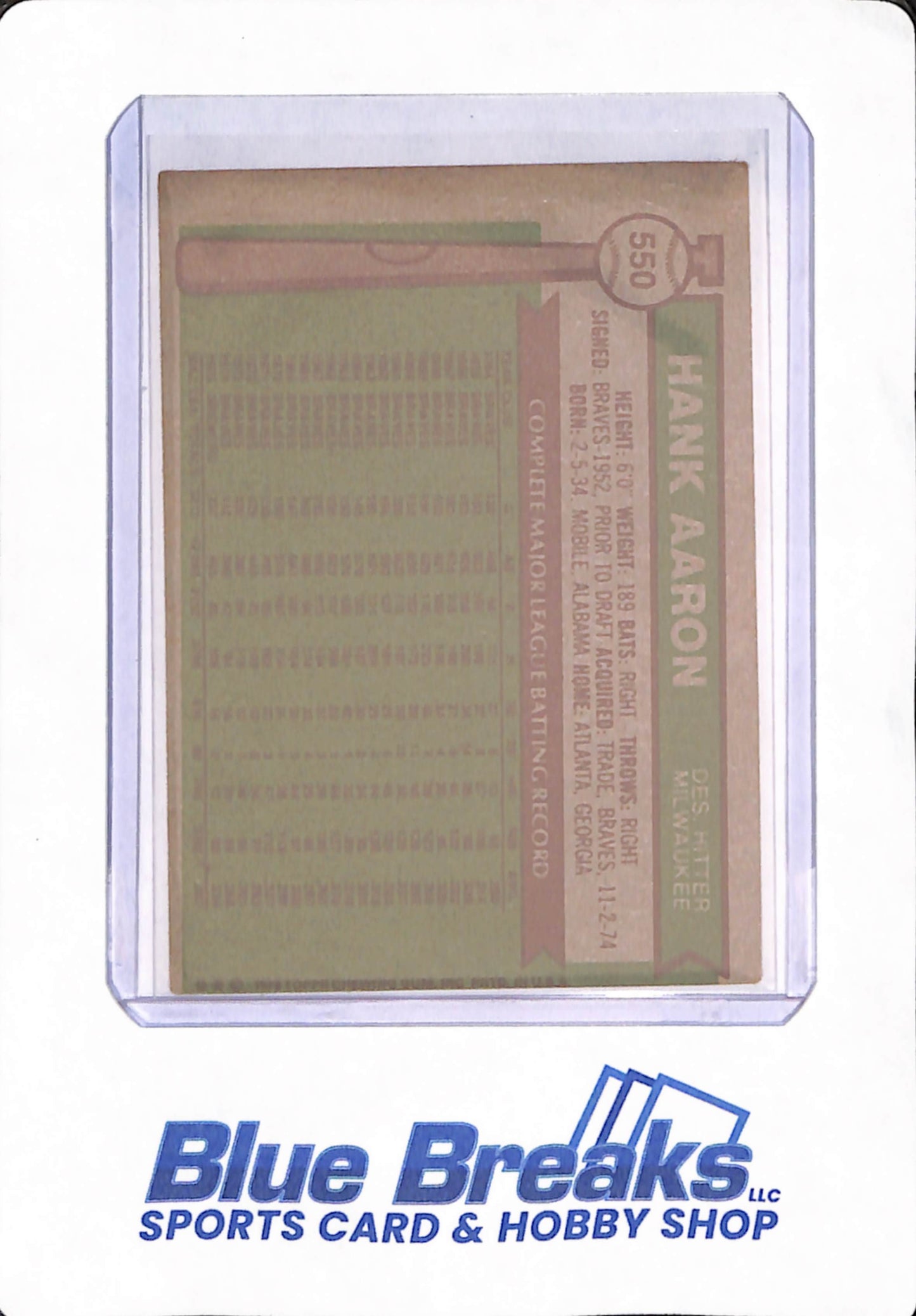 1976 Hank Aaron - Baseball - # 550 - Milwaukee Brewers