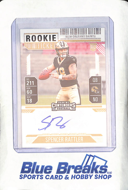 2024 Panini Contenders - Spencer Rattler - Rookie Ticket - Auto - New Orleans Saints - Football - #116
