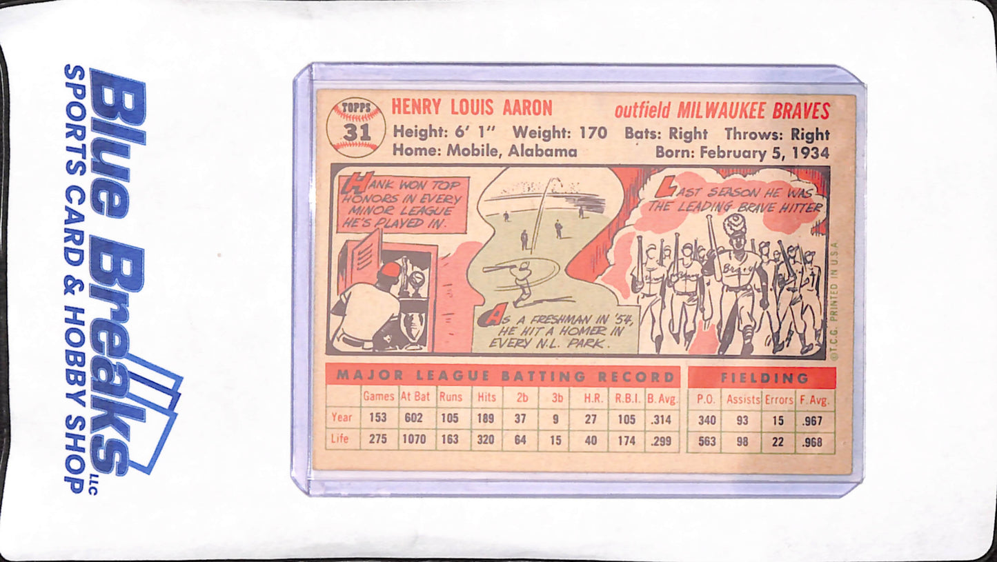 1956 Topps - Hank Aaron - Milwaukee Braves - Baseball - #31