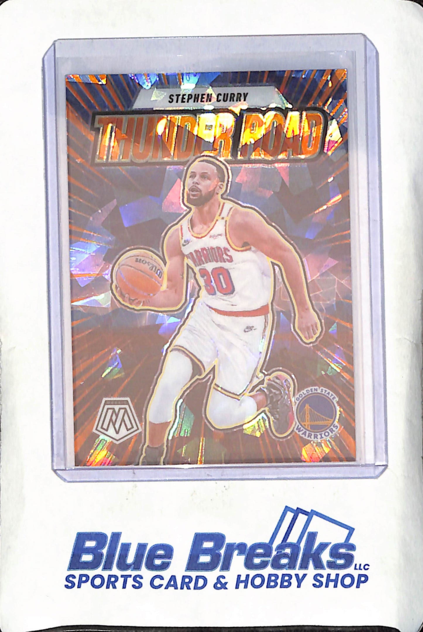 2024-25 Panini Mosaic - Stephen Curry - Thunder Road - Orange Ice - 7/49 - Golden State Warriors - Basketball - #5