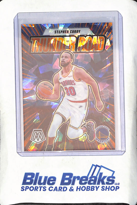 2024-25 Panini Mosaic - Stephen Curry - Thunder Road - Orange Ice - 7/49 - Golden State Warriors - Basketball - #5