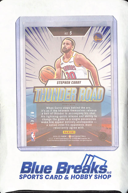 2024-25 Panini Mosaic - Stephen Curry - Thunder Road - Orange Ice - 7/49 - Golden State Warriors - Basketball - #5