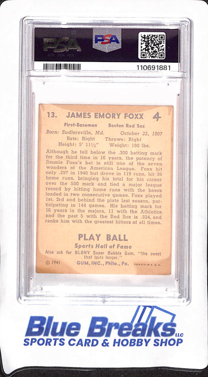 1941 Play Ball - Jimmie Foxx - Boston Red Sox - PSA 4 - Baseball - #13