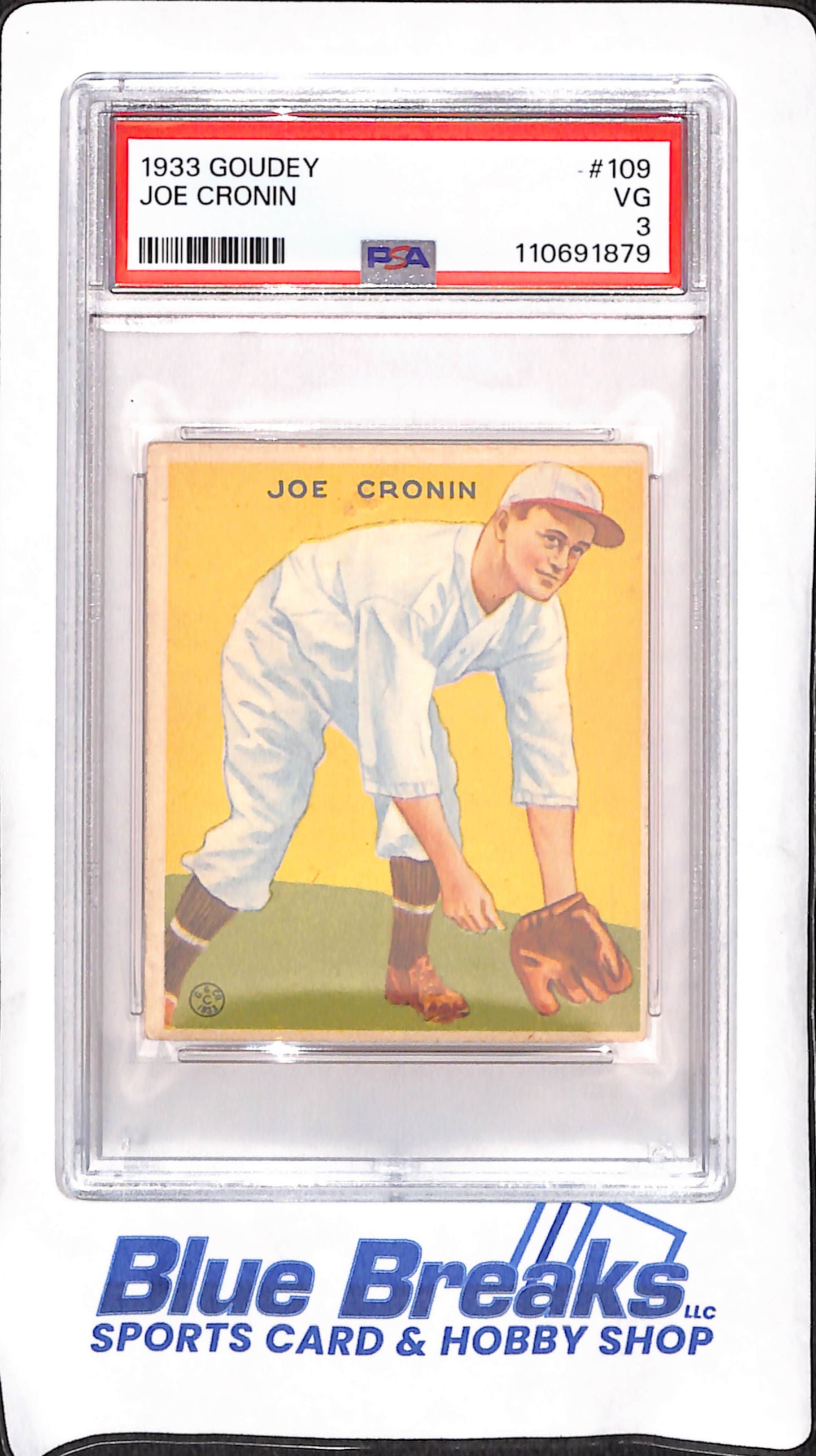 1933 Goudey - Joe Cronin - Manager - Washington Senators - PSA 3 - Baseball - #109