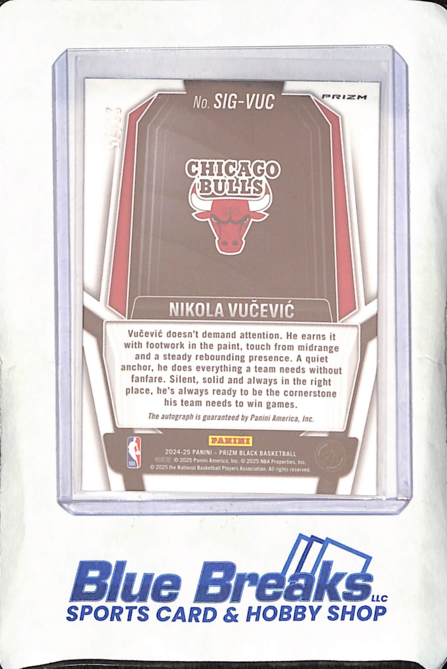 2024-25 Panini Prizm Black - Nikola Vucevic - Mojo Auto - 22/25 - Chicago Bulls - Basketball - #SIG-VUC