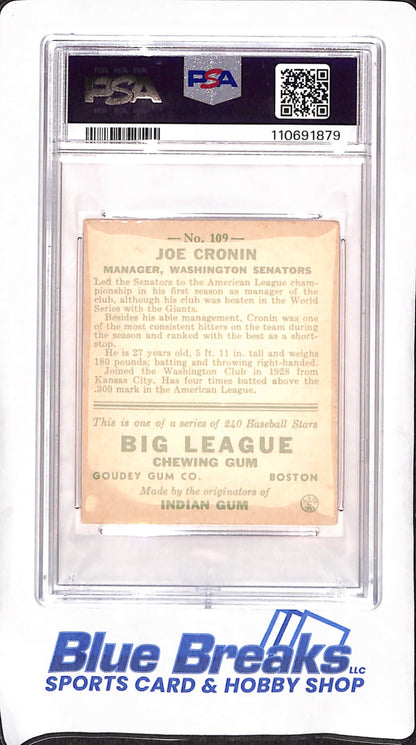 1933 Goudey - Joe Cronin - Manager - Washington Senators - PSA 3 - Baseball - #109