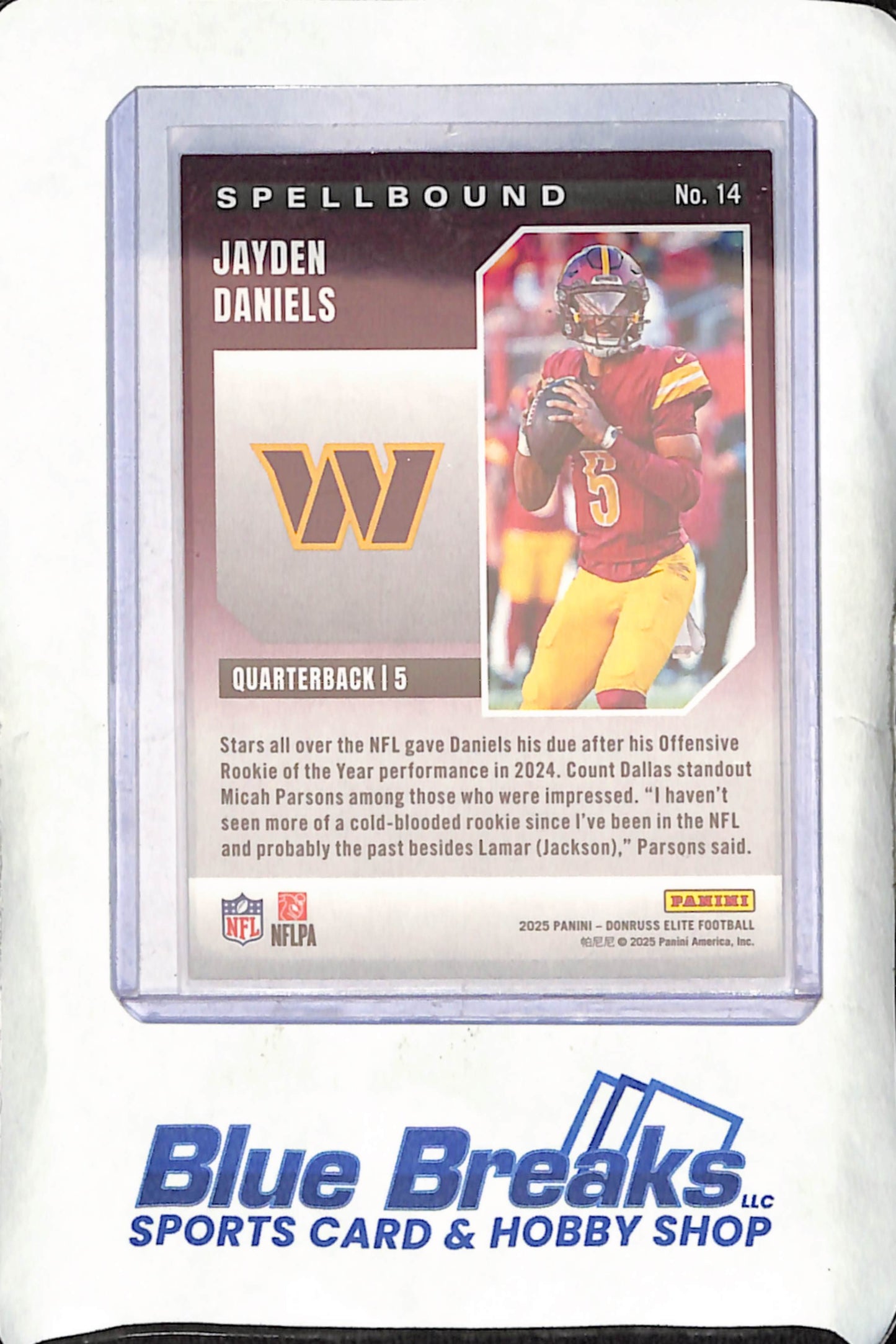 2025 Panini Donruss Elite - Jayden Daniels - Spellbound - 439/799 - Washington Commanders - Football - #14