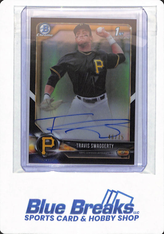 2018 Topps Bowman Chrome - Travis Swaggerty - #CDA-TS - Pittsburgh Pirates - Black Border - Baseball - 46/75